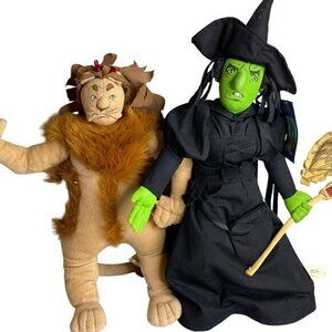Vintage Wizard Of Oz Wicked Witch & Cowardly‎ Lion Plush Doll Set By Nanco